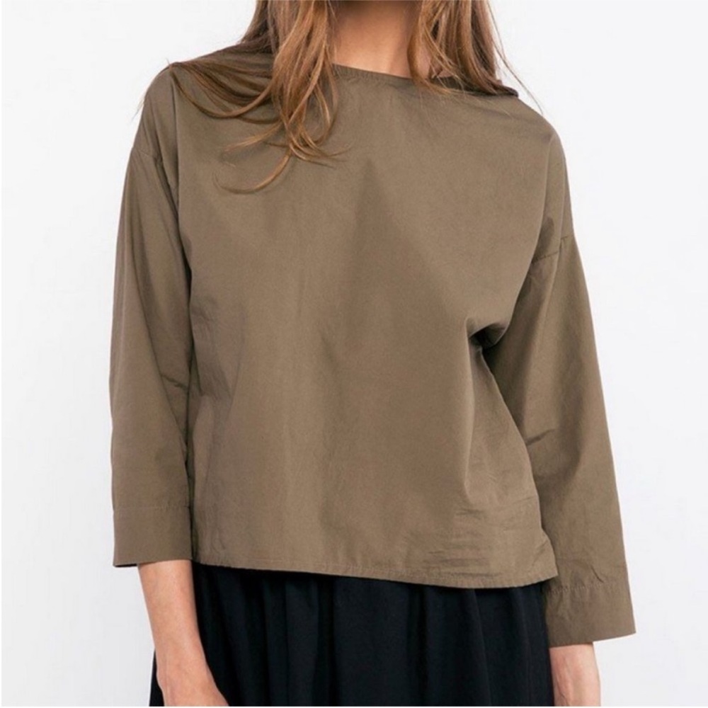 Elizabeth Suzann Lara top cotton poplin in Stone size S